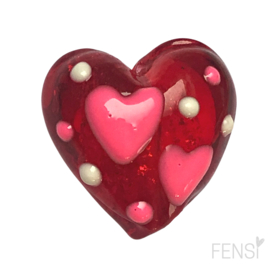 Lampwork glaskralen - love 19x20mm - 2 stuks