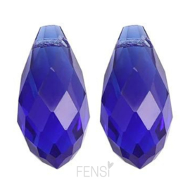 Facet kralen - teardrop 25x12mm royal blue -  per 2 stuks