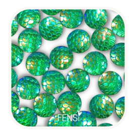 Cabochons 12 mm - zeemeermin groen- 4 stuks