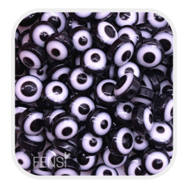 Acryl kralen - evil eye kralen zwart - per 10 stuks