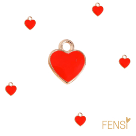 Trendy Bedels Emaille - mini hartje rood - 10 stuks