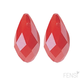 Facet kralen - Swarovski style -  bright red shine -  2 stuks