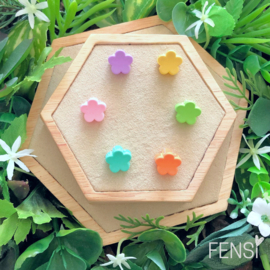 FENSI - mini haarklem - bloem - pastel rainbow - set van 6
