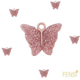 Trendy Bedels Resin - vlinder glitter mauve - 4 stuks