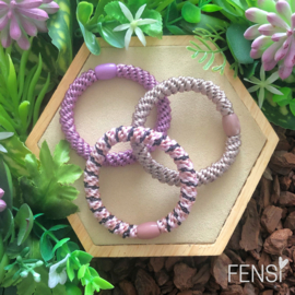 FENSI - haarelastiek armbandje - basic twist roze - set van 3