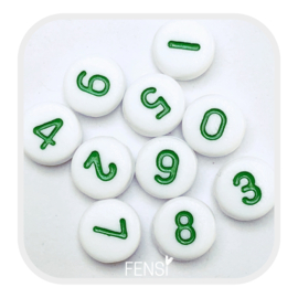 Acryl kralen - cijfers 0 t/m 9 groen - set 10 stuks