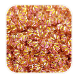 Acryl kralen - spacer bloem zalm/goud - per 10 stuks