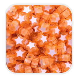 Acryl kralen - sterren  oranje - per 10 stuks