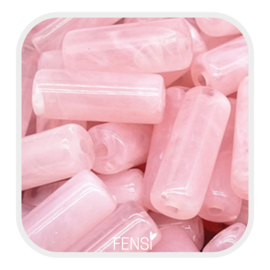 Acryl kralen - tube rose quartz style - per stuk