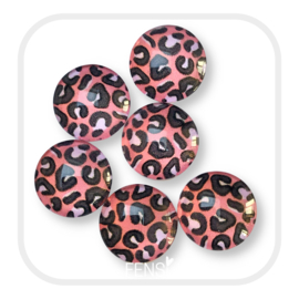 Cabochons 12 mm - luipaard zalm - 6 stuks