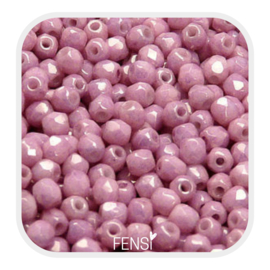 Fire polished 3mm - chalk pink luster - 25 stuks