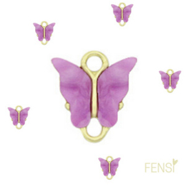 Trendy Bedels Resin - vlinder connector paars/goud - per stuk