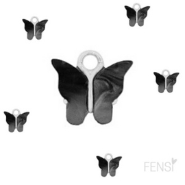 Trendy Bedels Resin - vlinder antraciet/zilver - 2 stuks