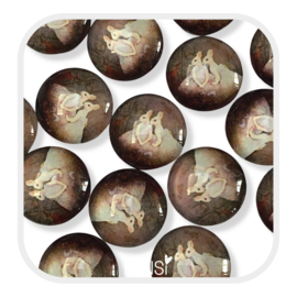 Cabochons 12 mm - wonderbos lady konijnen - 4 stuks