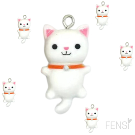 Trendy Bedels Resin - poes white - per stuk