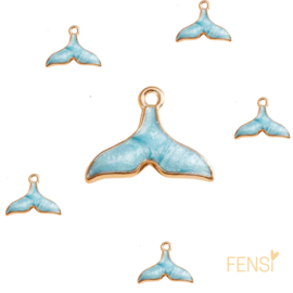 Trendy Bedels Emaille - walvis staart aqua - 2 stuks