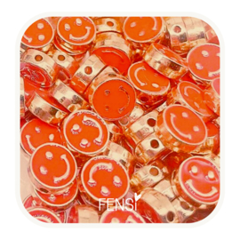 Emaille Beads - smiley face oranje - per stuk