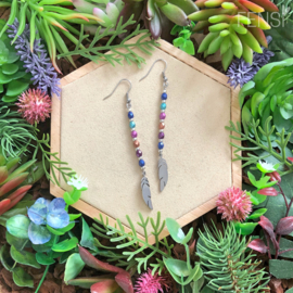FENSI Good Vibes - oorbellen - multicolor met veer bedel