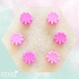 Mini haarklem - daisy lichtroze en donkerroze - set van 6