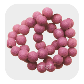 Glaskralen  pumice  6mm -  dark pink