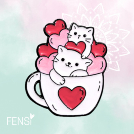 Emaille pins - katten kopje - per stuk