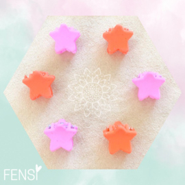 Mini haarklem - ster roze oranje - set van 6