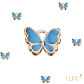 Trendy Bedels Emaille - mini vlinder hemelsblauw - 3 stuks
