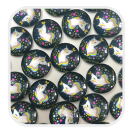 Cabochons 12 mm - unicorn donker - 4 stuks