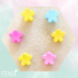 Mini haarklem - flower mix geel - set van 6