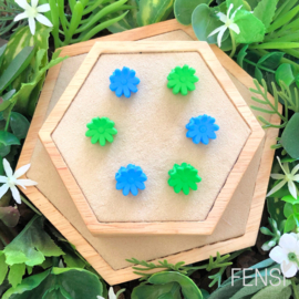 FENSI - mini haarklem - daisy - blauw groen - set van 6