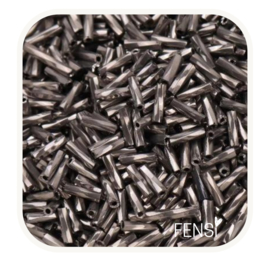 Twisted Bugle Beads 6x2 mm - antraciet