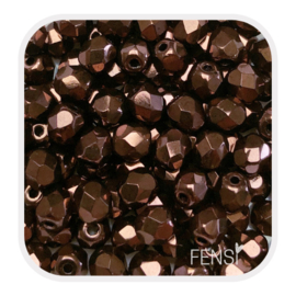 Fire polished 4mm - jet vega/brown bronze - 25 stuks