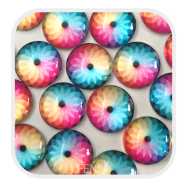 Cabochons 12 mm - bloem multicolor - 4 stuks