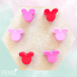 Mini haarklem - mouse rood roze pink - set van 6