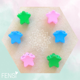 Mini haarklem - ster blauw groen roze - set van 6