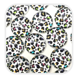 Cabochons 12 mm - leopard multicolor - 4 stuks