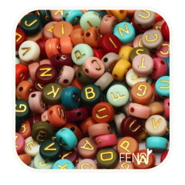 Acryl kralen alfabet - mix herfst kleurtjes - per 200 stuks