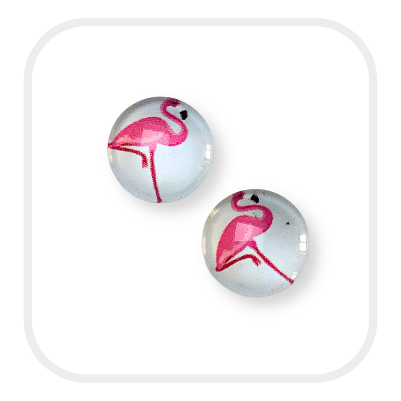 Cabochons 12 mm - flamingo - 2 stuks