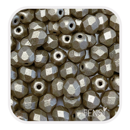 Fire polished 4mm - suede silver grey - per 25 stuks