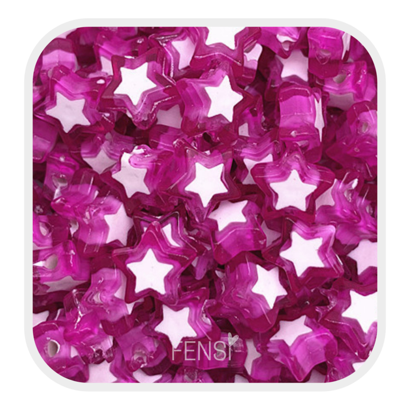Acryl kralen - sterren  paars - per 10 stuks