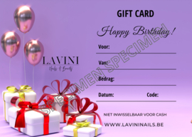 Digitale Cadeaubon - Gift Card Happy Birthday Purple