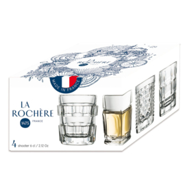 Set van 4  verschillende shotglaasjes van La Rochère