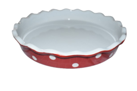 Taartvorm rood met witte stippen van Isabelle Rose