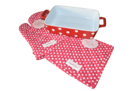 Pannenlap polka dot rood van Isabelle Rose