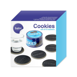 6 cookies glasonderzetters in blikje van Balvi