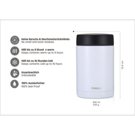 Thermo voedselcontainer wit, 0,5 L Moulo