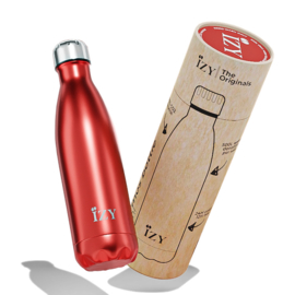 IZY thermo drinkfles chroom rood, 500 ml