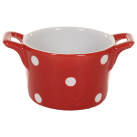 Ramekin met handvatten rood met witte stippen van Isabelle Rose