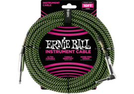 Ernie Ball 6077 geweven gitaar kabel 3 meter zwart groen