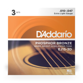 D'Addario EJ15-3D 3 Pack Saitensatz für Akustische/Westerngitarre